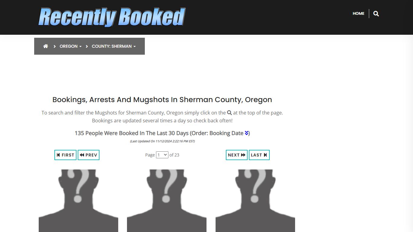 Bookings, Arrests and Mugshots in Sherman County, Oregon - Recently Booked